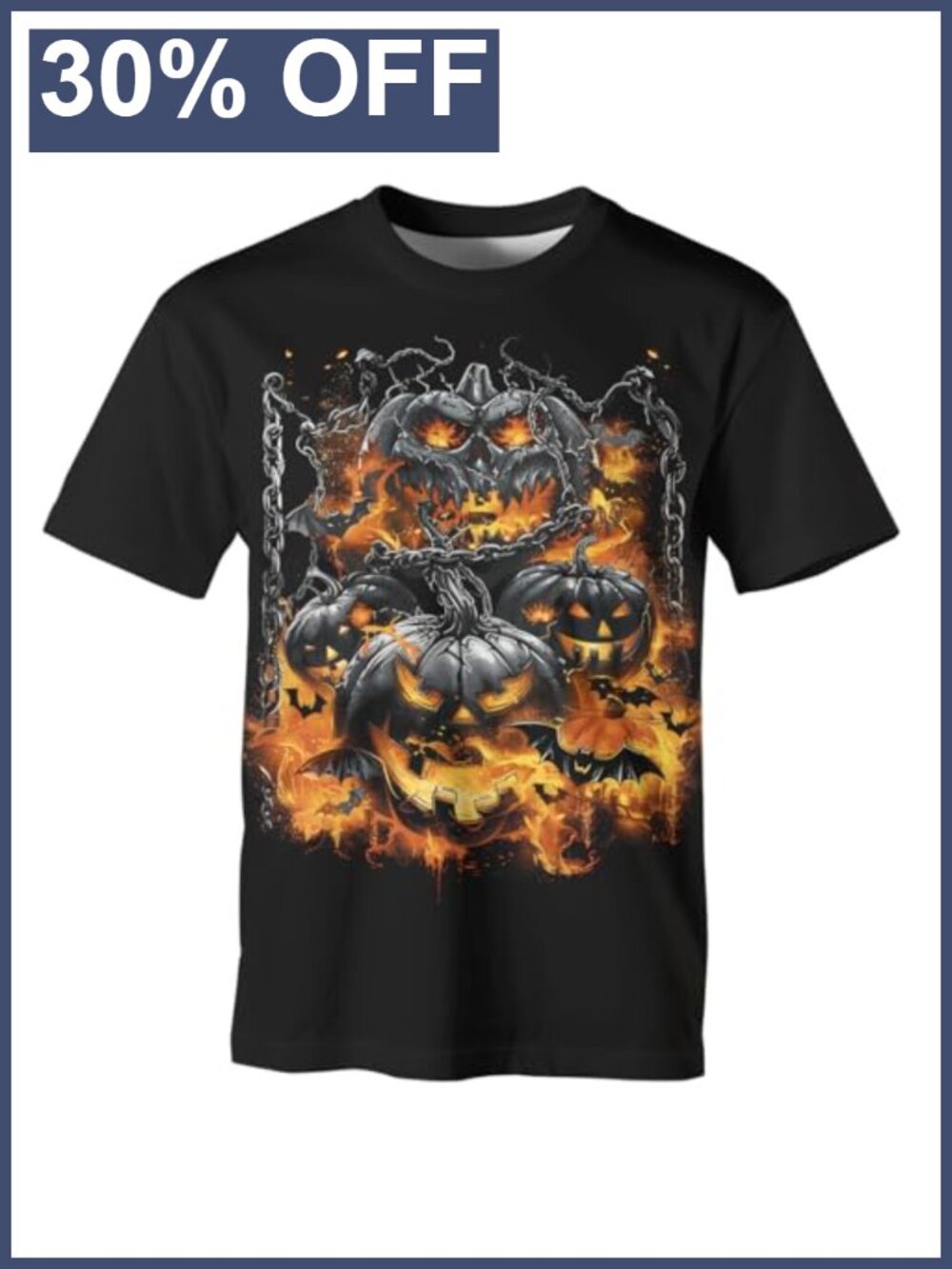 Men's Halloween Skull Graphic Tee Short Sleeve Crew Neck - Picture 1 of 4